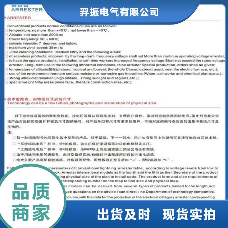 【浙江省温州市乐清市柳市镇】氧化锌避雷器YH10W5-216/562生产厂家