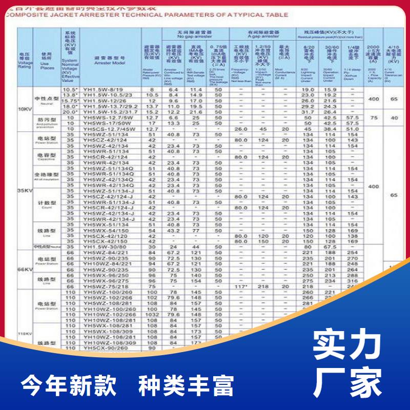 氧化锌避雷器YH10CX-96/280规格齐全