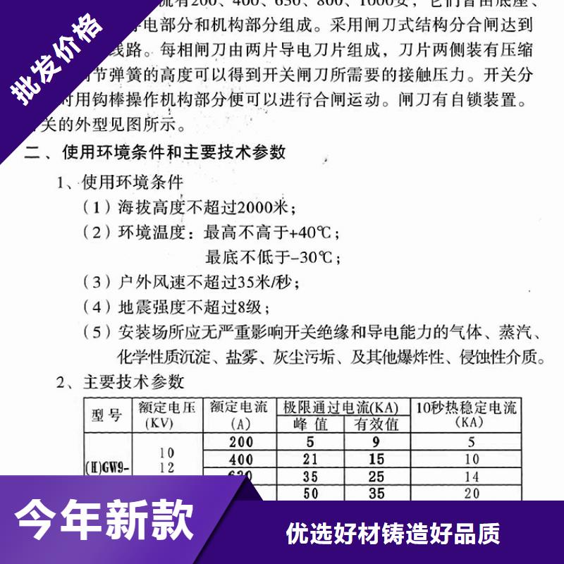 【户外高压交流隔离开关】HGW9-15KV/400A制造厂家