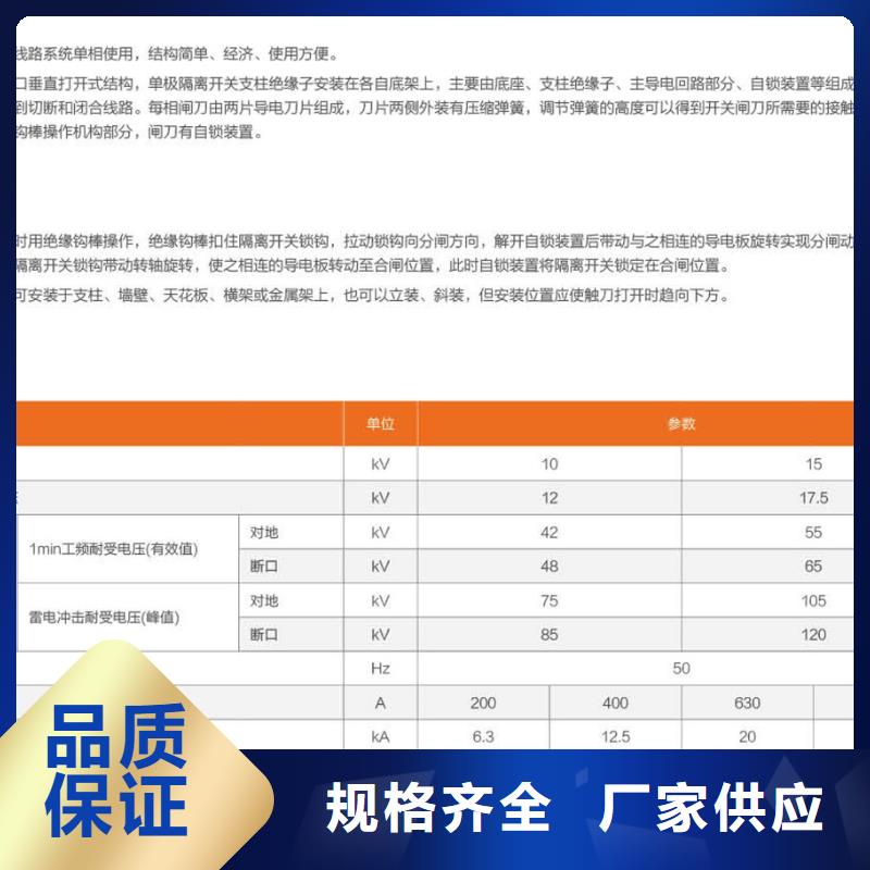 【羿振电气】户外高压交流隔离开关：HGW9-10KV/400A型号齐全