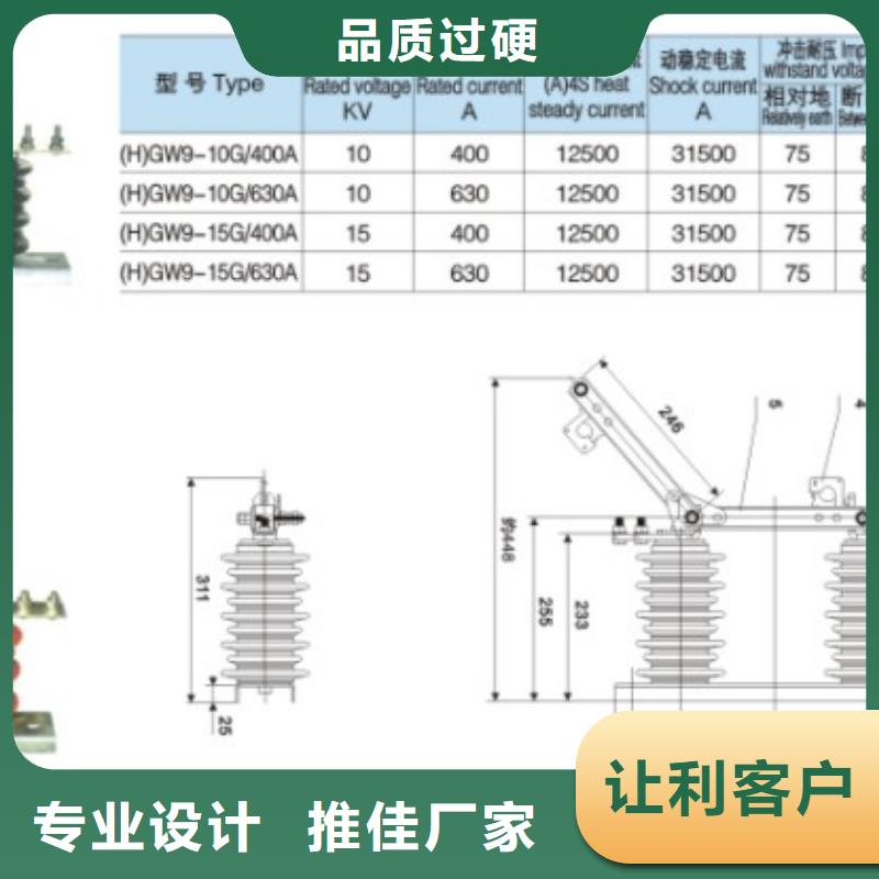 三相交流隔离开关GW9-10/1000单柱立开,不接地,操作型式:手动