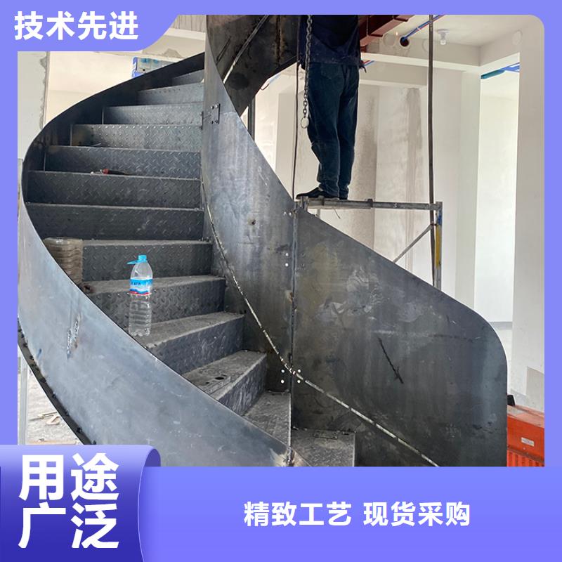 楼梯设计铁艺弧形钢板来图定制